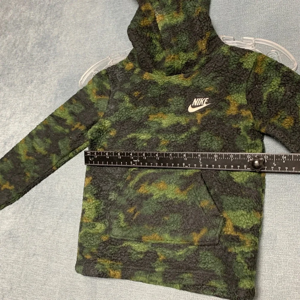 Nike Fleece Hoodie Toddler Kids 3T Green Black Camouflage Swoosh Logo Pullover